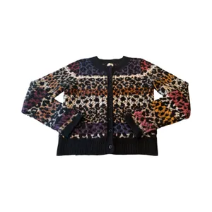 Maeve Anthropologie‎ Leopard Print Cardigan Sweater Multicolor Wool Blend M thumbnail 2