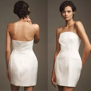 Anthropologie BHLDN Clean Lines Strapless Mini Dress White XS Bridal Wedding thumbnail 10