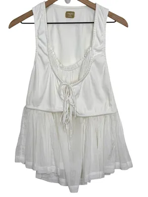 Free People Free-est Babydoll Layered Tank Top Ivory White Size Medium Cotton thumbnail 1