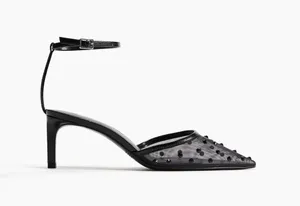 H&M Rhinestone Embellished Mesh Pumps thumbnail 1