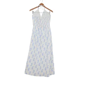 Universal Thread Blue Paisley Halter Maxi Dress White Smocked Back Plus Size 1X thumbnail 3