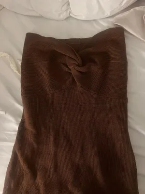 Brown Strapless Knit Maxi Dress thumbnail 2