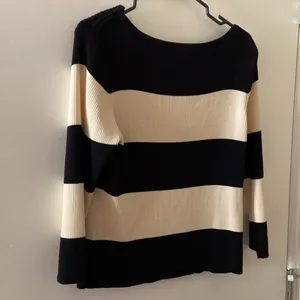 Rafaella Black and Cream Striped 3/4 sleeve Top Size L thumbnail 4