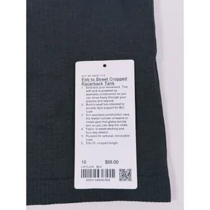 Lululemon Ebb To Street Crop Tank Size 10 Black Racerback Ribbed Seamless Gym thumbnail 4