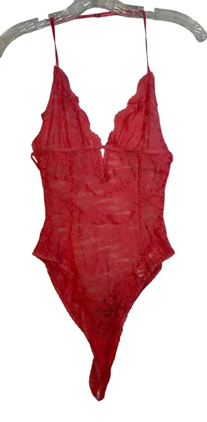In Bloom by Jonquil Pink Lace Halter Thong Bodysuit‎ Teddy Lingerie S P thumbnail 1