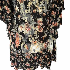 Free People Mini Dress Sz XS Heart Of Gold Dark Floral Boho Bell Sleeve Fairy thumbnail 14