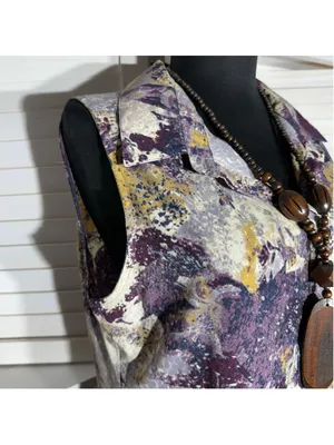 Vintage Y2K dress sleeveless purple camo avant-garde boho fairy whimsigoth sz M thumbnail 6