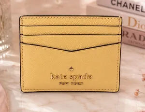 Kate Spade New York Pastel Butter Yellow Cardholder Saffiano Leather EUC thumbnail 1