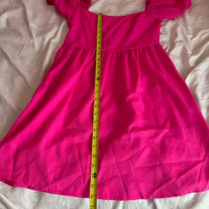 SheIn Barbiecore Puff Sleeve Babydoll Dress Hot Pink Size Small thumbnail 4