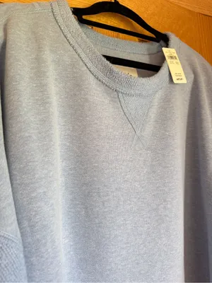 Aerie Très Chic Chenille Oversized Sweatshirt Mixed Media Blue Plus Size XXL NWT thumbnail 4