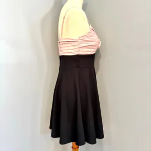 NWT City Studio Coquette Rosette Mini Dress Pink Black Fit Flare Whimsigoth thumbnail 5