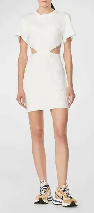 Herve Leger Short-Sleeve Mix-rib‎ Knit Mini Dress Size Large thumbnail 1