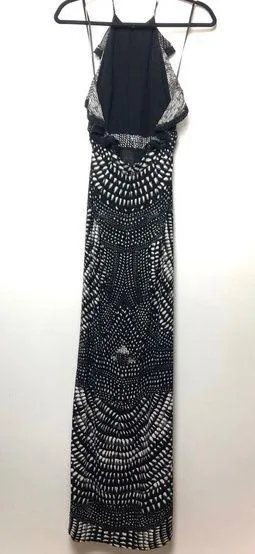 Roberto Cavalli Black & White Halter Maxi Dress with Slit thumbnail 2