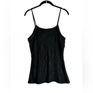 Womens Black Metallic Mesh Floral Cami Tank Top Goth Dark Fairy Grunge thumbnail 4