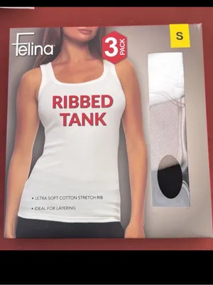 Cotton Ribbed ultra soft cotton strech Tank Top 3-Pack ideal for layering nwt thumbnail 4