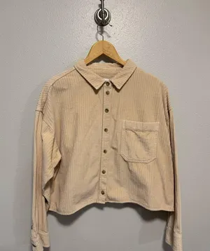 American Eagle Corduroy Cropped Button Down - Size Medium thumbnail 1