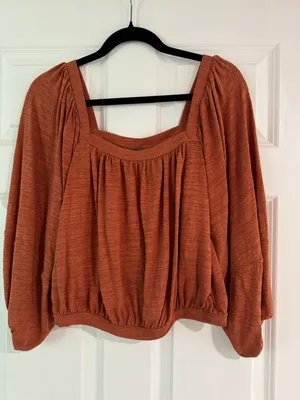 Free People Rust Orange 3/4 Sleeve Top thumbnail 1
