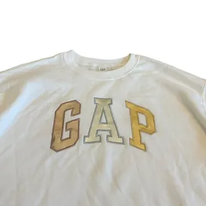 Gap Oversized Pullover Sweatshirt Sweater White Gold Silver Logo Stretch Size XL thumbnail 2