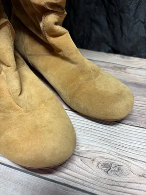 Tan Suede Slouch Boots Size 7.5 Brown thumbnail 3