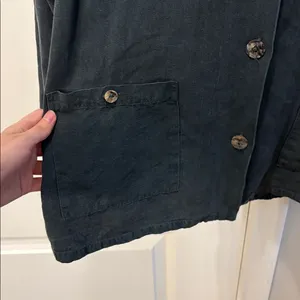 Bryn Walker Long Sleeve Button Up Jacket Size L Black Tencel Pockets Lagenlook thumbnail 2