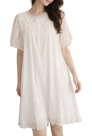 VTG Radcliffe 40s MCM Sheer Lace Babydoll Robe Gown Boudoir *READ* Coquette thumbnail 1