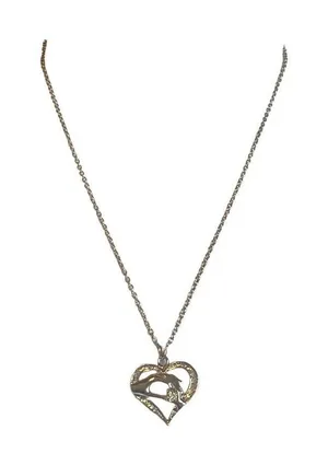 Silver Tone Diamond Heart Mother Child Holding Hands Pendant Adjustable Necklace thumbnail 1