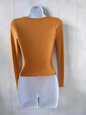 Madewell- Ribbed Button-Front Long Sleeve Crop Top Size XS thumbnail 6