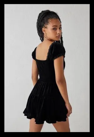 Black Velvet Romper Urban Outfitters thumbnail 6