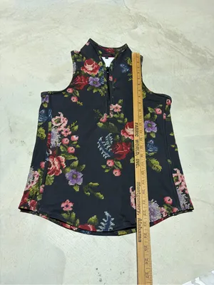 Greyson Floral Zip-Front Sleeveless polo golf Top small thumbnail 6