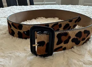 Talbots Leopard-Print Wide Belt with Black Buckle- size small (38 inches) thumbnail 1