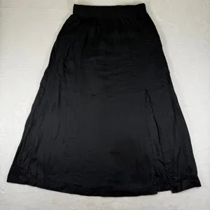 Quince 100% European Linen Maxi Skirt Black Side Slit Pockets Small MIVN004 thumbnail 1