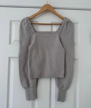 H&M Square Neck Puff Sleeve Sweater XS thumbnail 1
