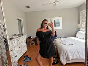 Old Navy black off-the-shoulder smocked mini dress thumbnail 3