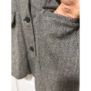 Isaac Mizrahi Live Womens XL Herringbone Wool Coat preppy academia professional thumbnail 5