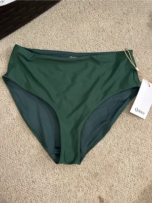 NWT Quince Italian high waist bikini bottoms palm extra small thumbnail 2