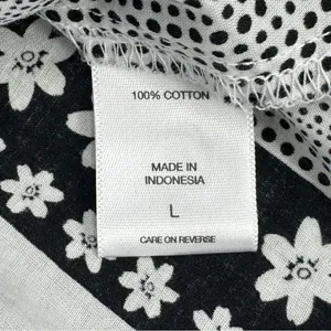 Soho New York & Comp Boho Fringe‎ Hem Floral Popover Shirt White Black Large thumbnail 11