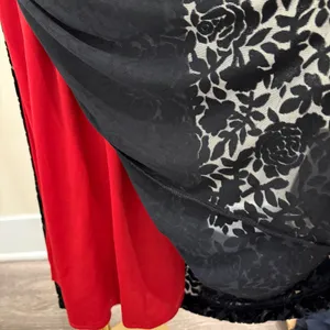 VTG 90s Roberta Black Red‎ Burnout Velvet Rose Maxi Dress Large Vampy Whimsigoth thumbnail 6