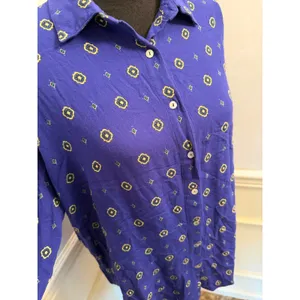Intimately Free People "Shirt Up" Blue Medallion Oversized Sleep Shirt Blouse thumbnail 3