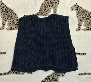 Gold button short sleeve sweater Blue thumbnail 2