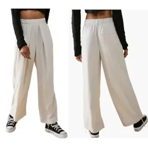 FREE PEOPLE Nothin' to Say Elastic Waist Pants in Champagne Dream Size Large thumbnail 11