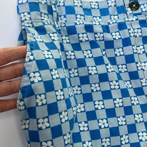 Wild fable pull on wide leg high rise pants retro blue white check with flowers thumbnail 5
