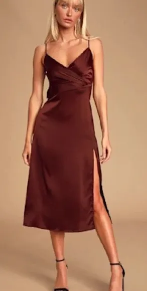LULUS X LUSH Sunrise‎ to Sunset Satin Midi Dress thumbnail 1
