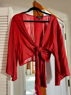 Lulus Rust Red Tie-Front Top thumbnail 3