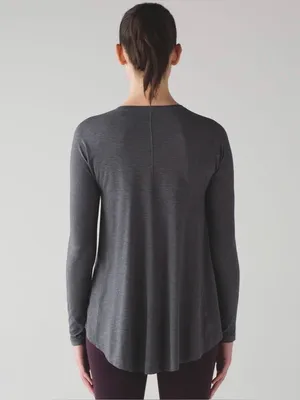 Lululemon Acadia Long Sleeve Heathered Pitch Grey Athletic Active Top Shirt thumbnail 3