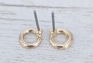 Gold Tone Dainty Circle Stud Earrings thumbnail 4