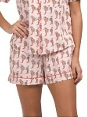 Bouffants & Broken Hearts Anthro Poodle heels‎ Pajama Shorts pink Size SMALL thumbnail 1