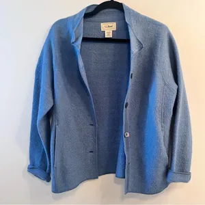 LL Bean 100% Wool Blue Womens Coat Jacket thumbnail 2