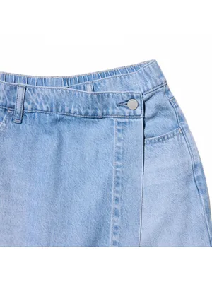 Uniqlo Drapey Denim Skort Light Blue Wash NWT XS thumbnail 5