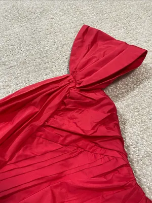 Zara Bright Red One-Shoulder Ruched Mini Dress Size S thumbnail 5