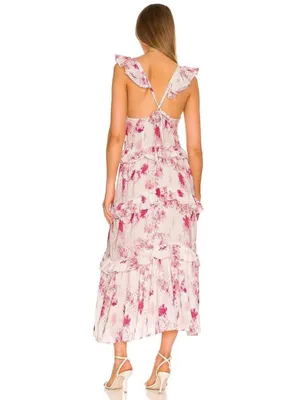 MISA Los Angeles x REVOLVE Morrison Floral Ruffle Midi Dress Women’s Small EUC thumbnail 3